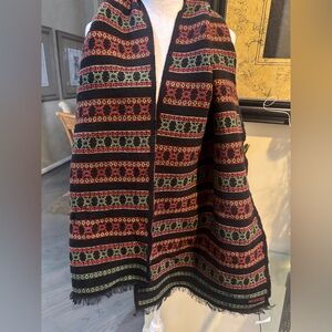 Valentino Black and Red Patterned Wool Scarf Knit- Nordstroms NWT double sided